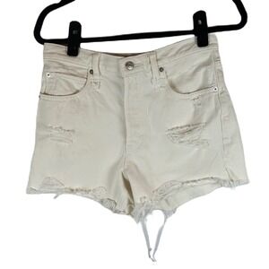We The Free White Distressed Denim Shorts Raw Hem Casual High‎ Rise Size 27